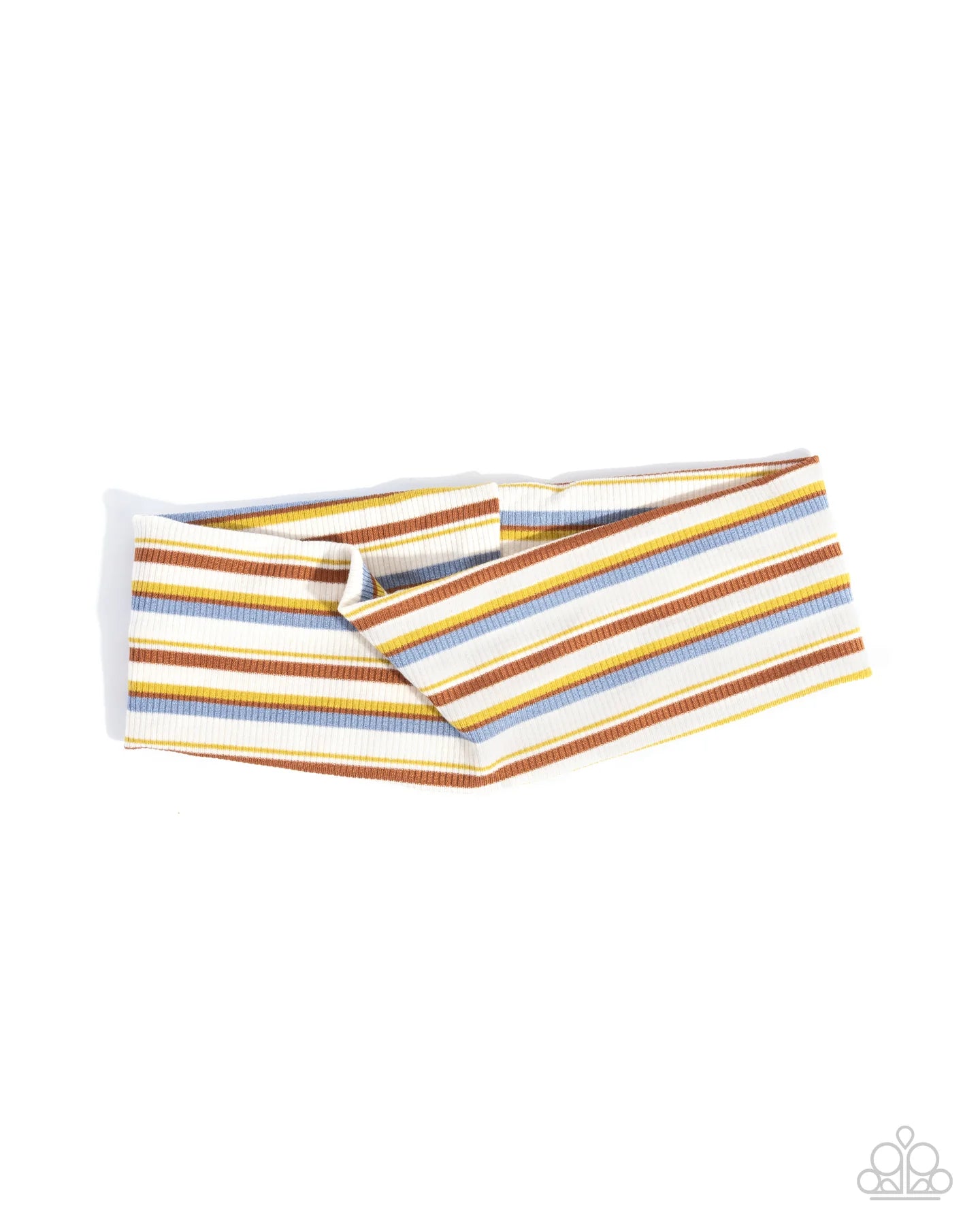 Paparazzi Striped Suffragette - Multi Brown Blue White Stretch Headband Hair Accessory H0263