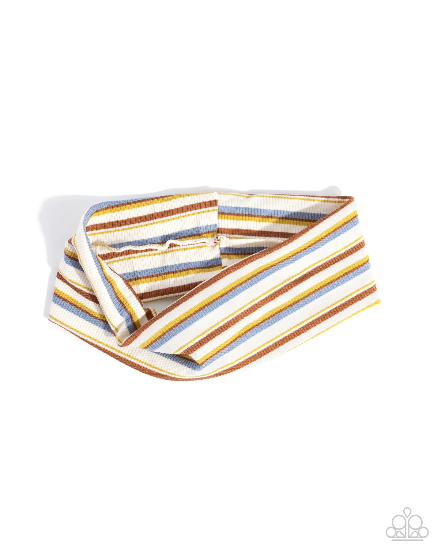 Paparazzi Striped Suffragette - Multi Brown Blue White Stretch Headband Hair Accessory H0263