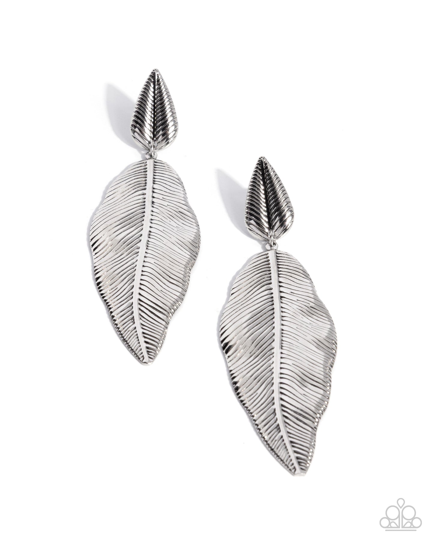 Paparazzi Loamy Leaves - Silver Leaf Post Earring E3257