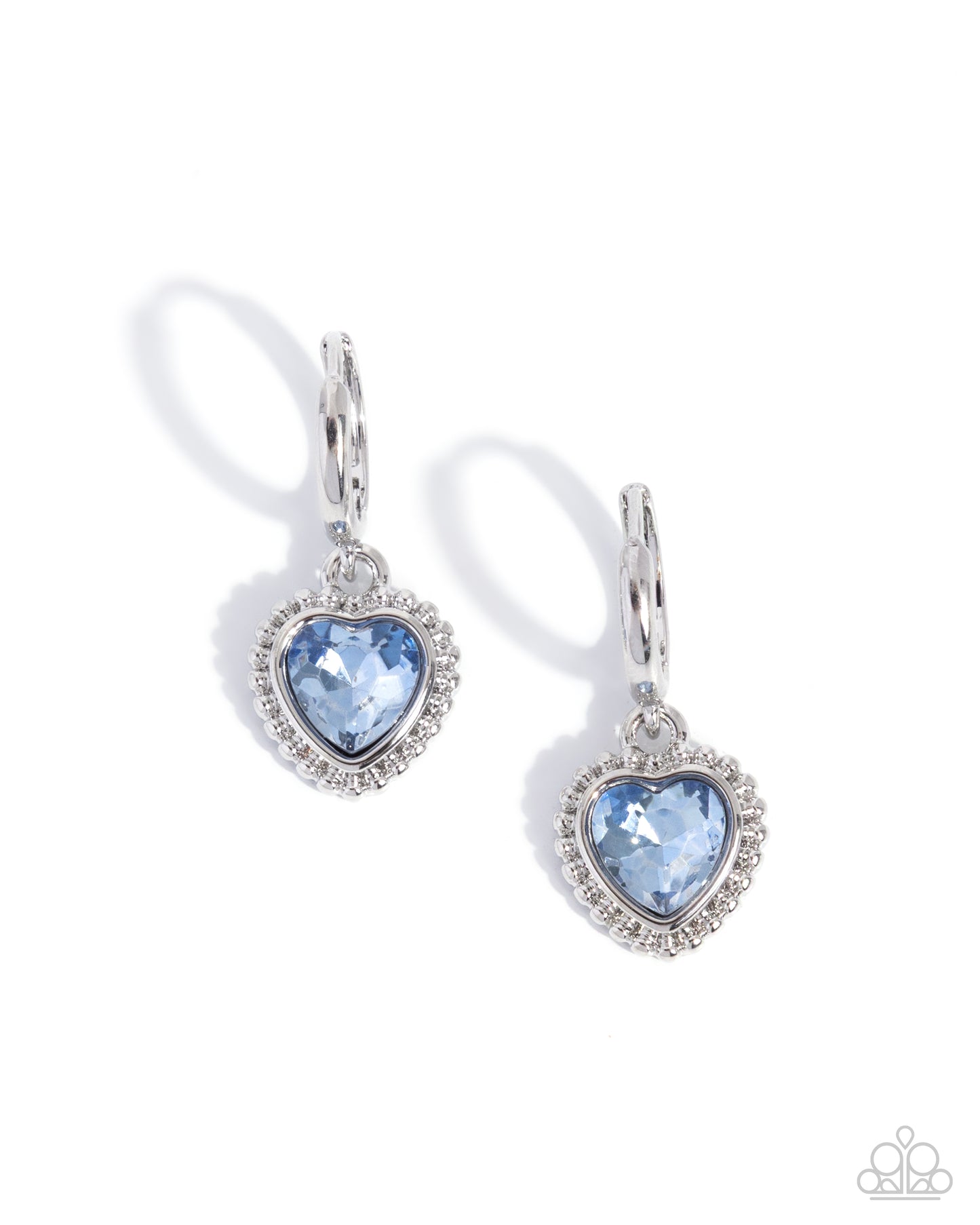 Vintage Victor - Blue Heart Gem Silver 1/2 Inch Hoop Earring Paparazzi E3141