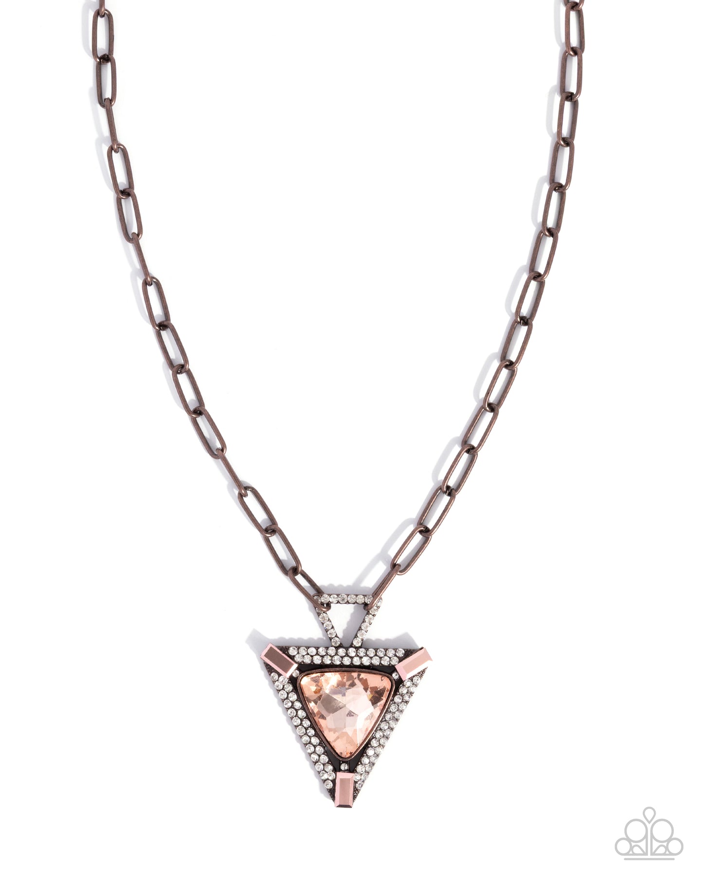 Paparazzi Triangular Trailblazer - Copper Cable Chain & Copper Aurum Gem Necklace N3868