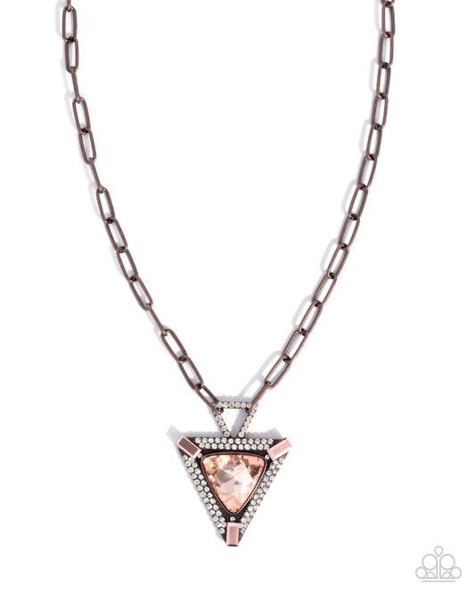 Paparazzi Triangular Trailblazer - Copper Cable Chain & Copper Aurum Gem Necklace N3868