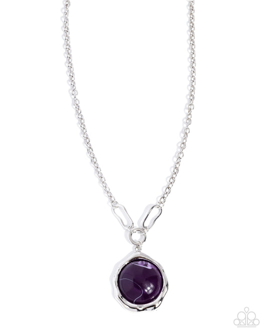 Paparazzi Symphonic Sheen - Purple Damson Acrylic Bead Silver Necklace