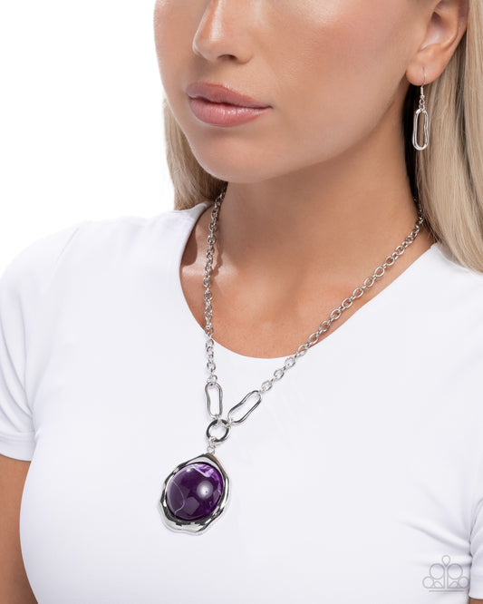 Paparazzi Symphonic Sheen - Purple Damson Acrylic Bead Silver Necklace