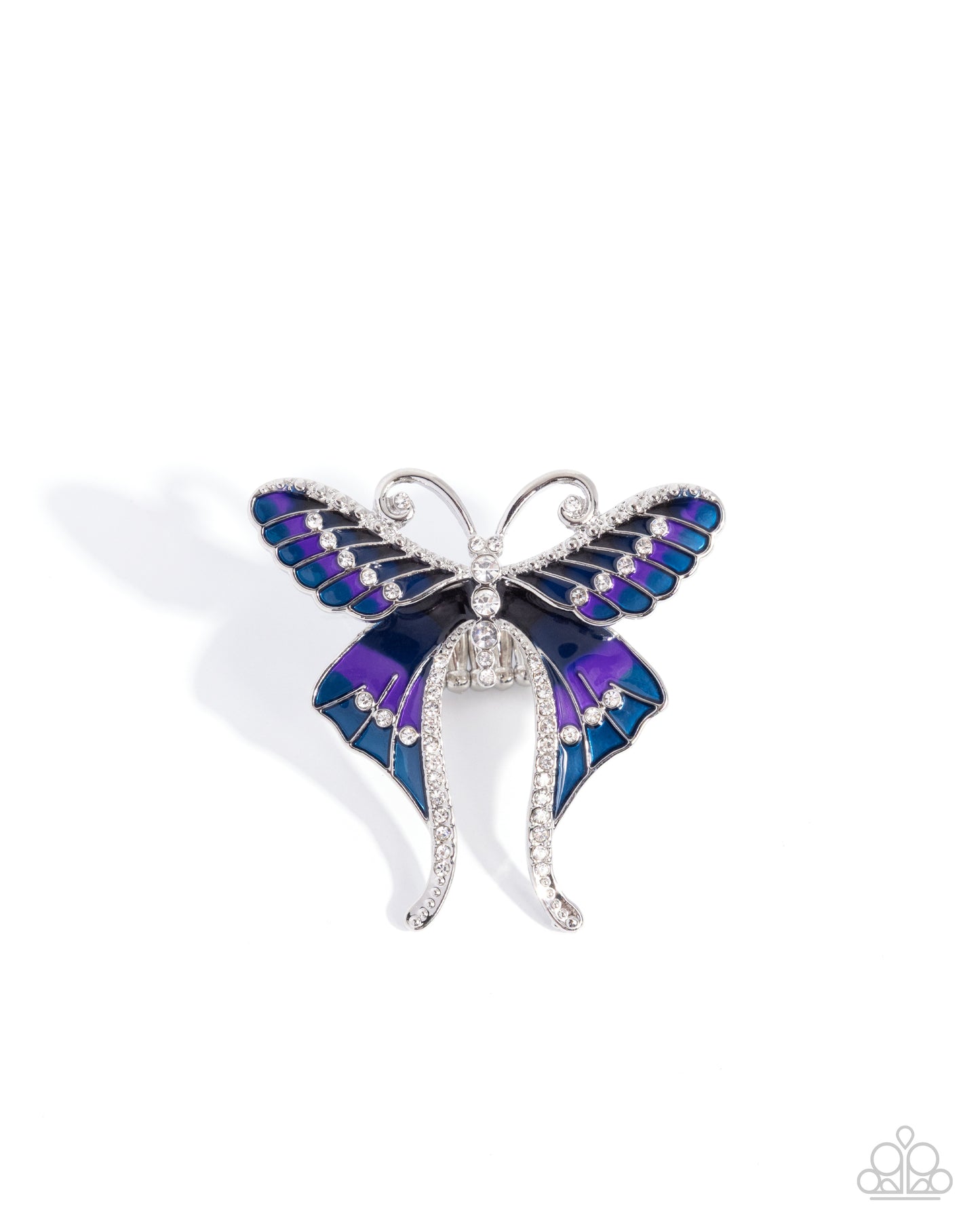 Paparazzi Butterfly Battalion - Blue, Montana & Lyons Blue, Silver Oversized Butterfly Ring R1245