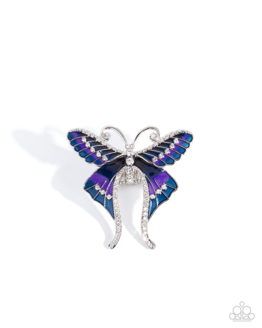 Paparazzi Butterfly Battalion - Blue, Montana & Lyons Blue, Silver Oversized Butterfly Ring R1245