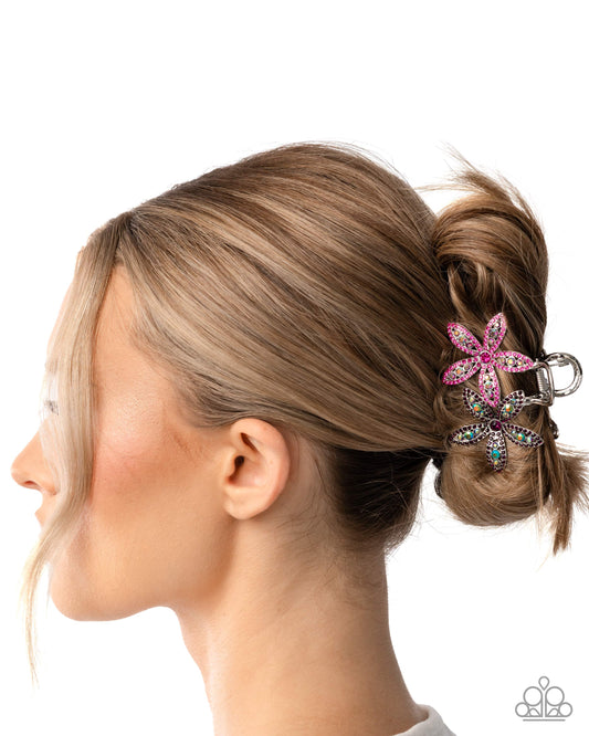Paparazzi Blooming Beacon - Multi Fuchsia, Amethyst, Iridescent Rhinestone Flower Claw Hair Clip