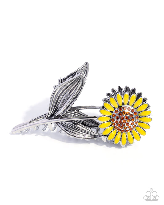 Paparazzi Sunflower Song - Yellow Painted Sunflower Hair Claw Clip H0266