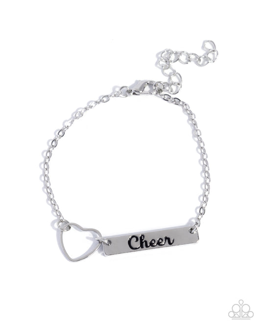 Cheer Craze - Silver "Cheer" Sport Bracelet Paparazzi B2466