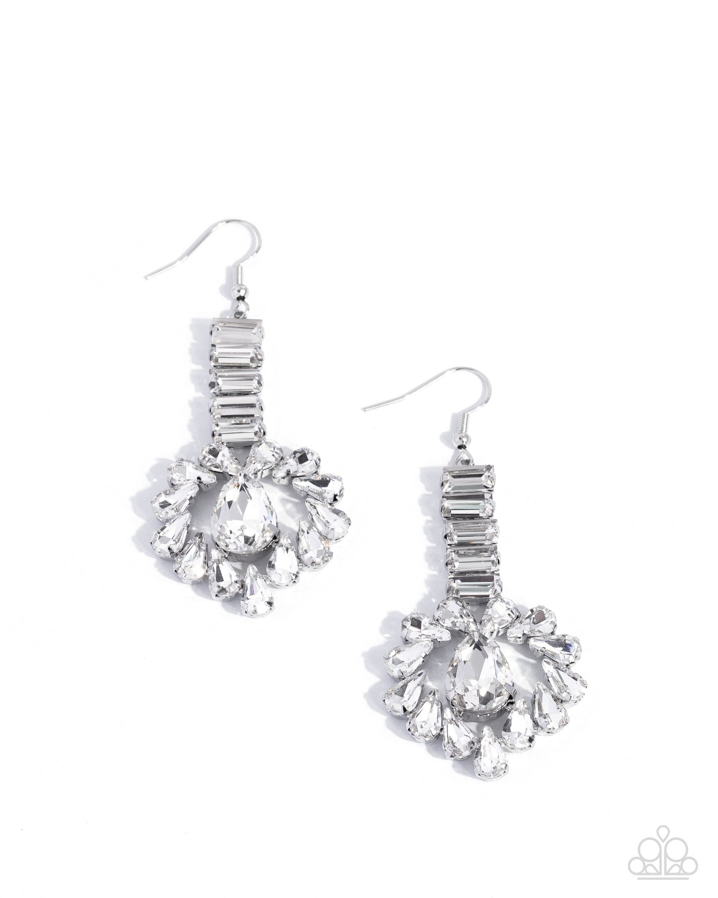 Paparazzi Bright Balance - White Teardrop Gem Earing E3316