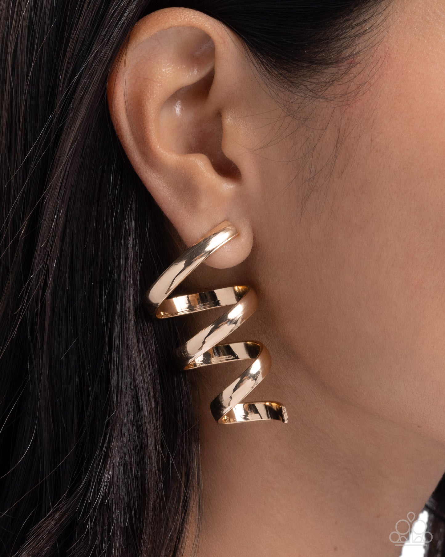 Paparazzi Tornado Warning - Gold Spiral Post Earring