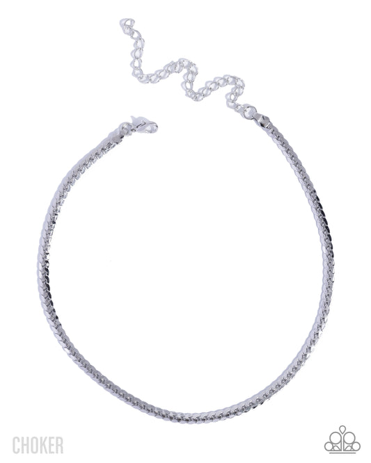 Paparazzi Crowning Challenge - Silver Curb Chain Choker Necklace