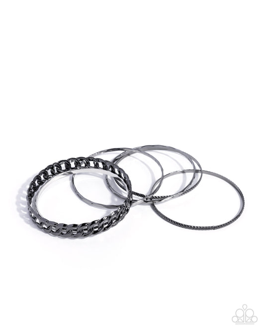 Paparazzi Bangle Brilliance - Black Gunmetal Set of 6 Bangle Bracelets