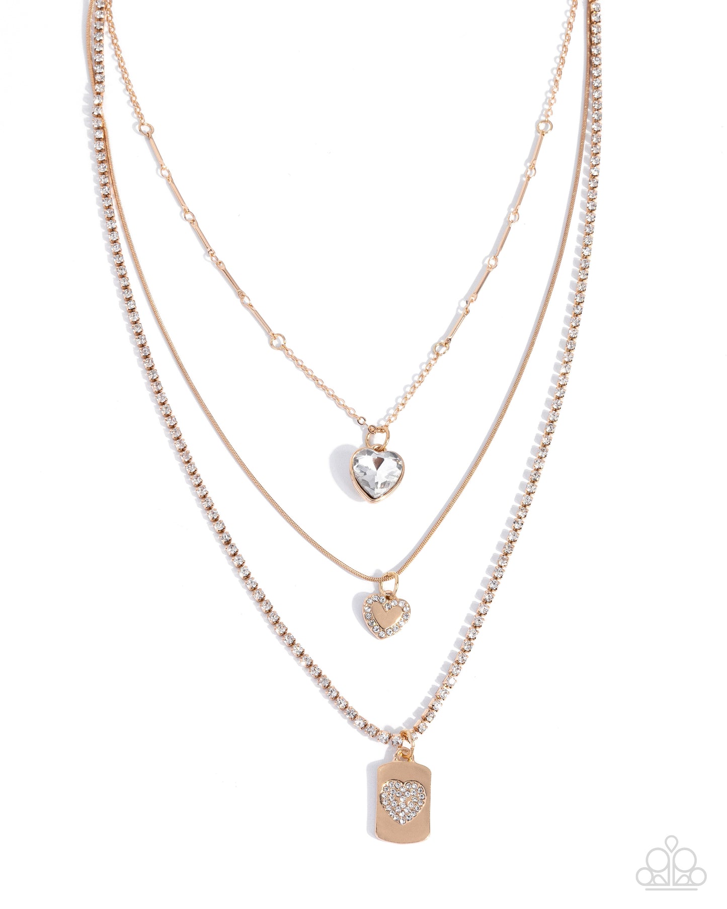 Paparazzi Romantic Rubato - Gold Layered Chain & White Rhinestone Necklace N3890