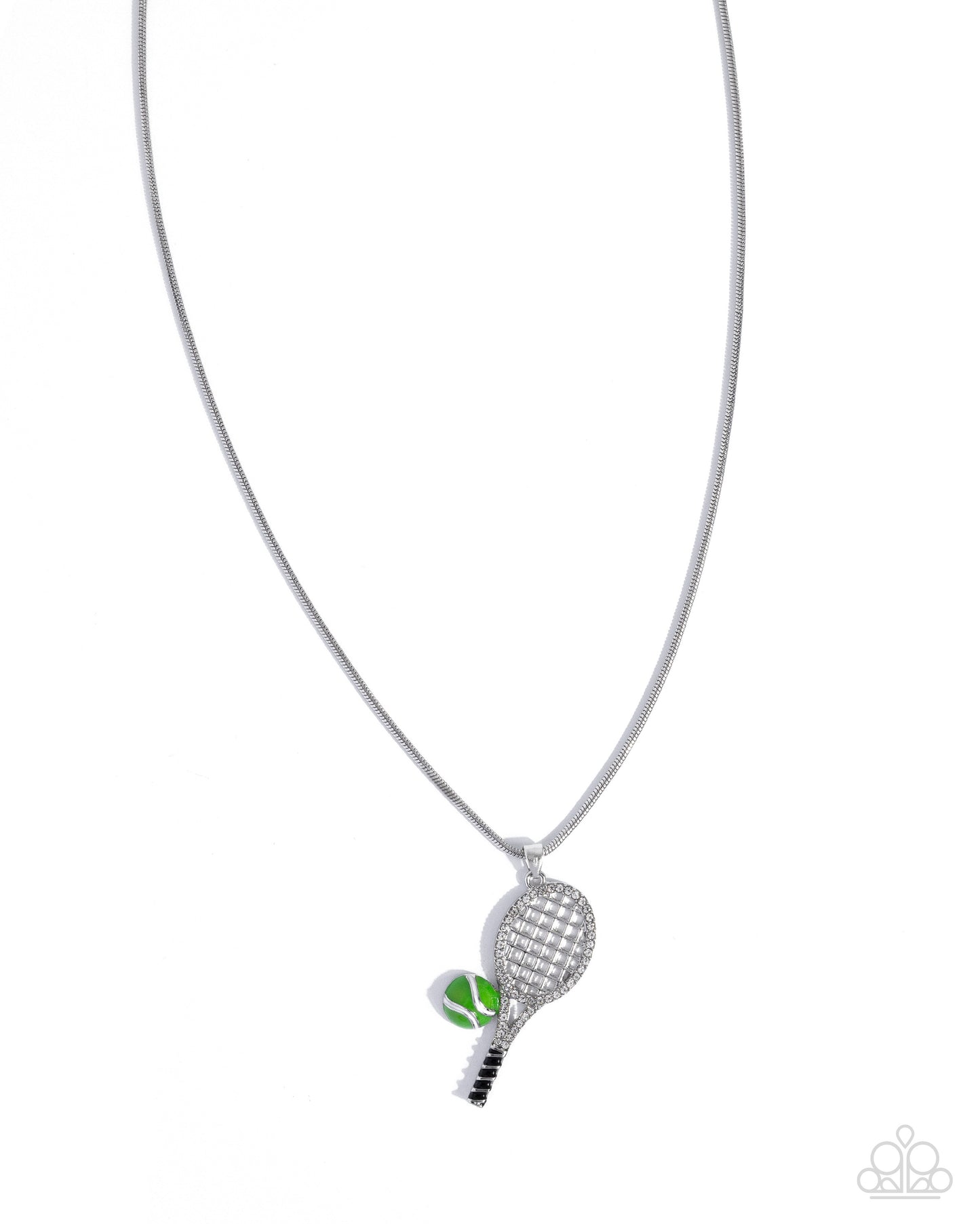 Tennis Champ - Green Tennis Ball & Tennis Racket Sport Necklace Paparazzi