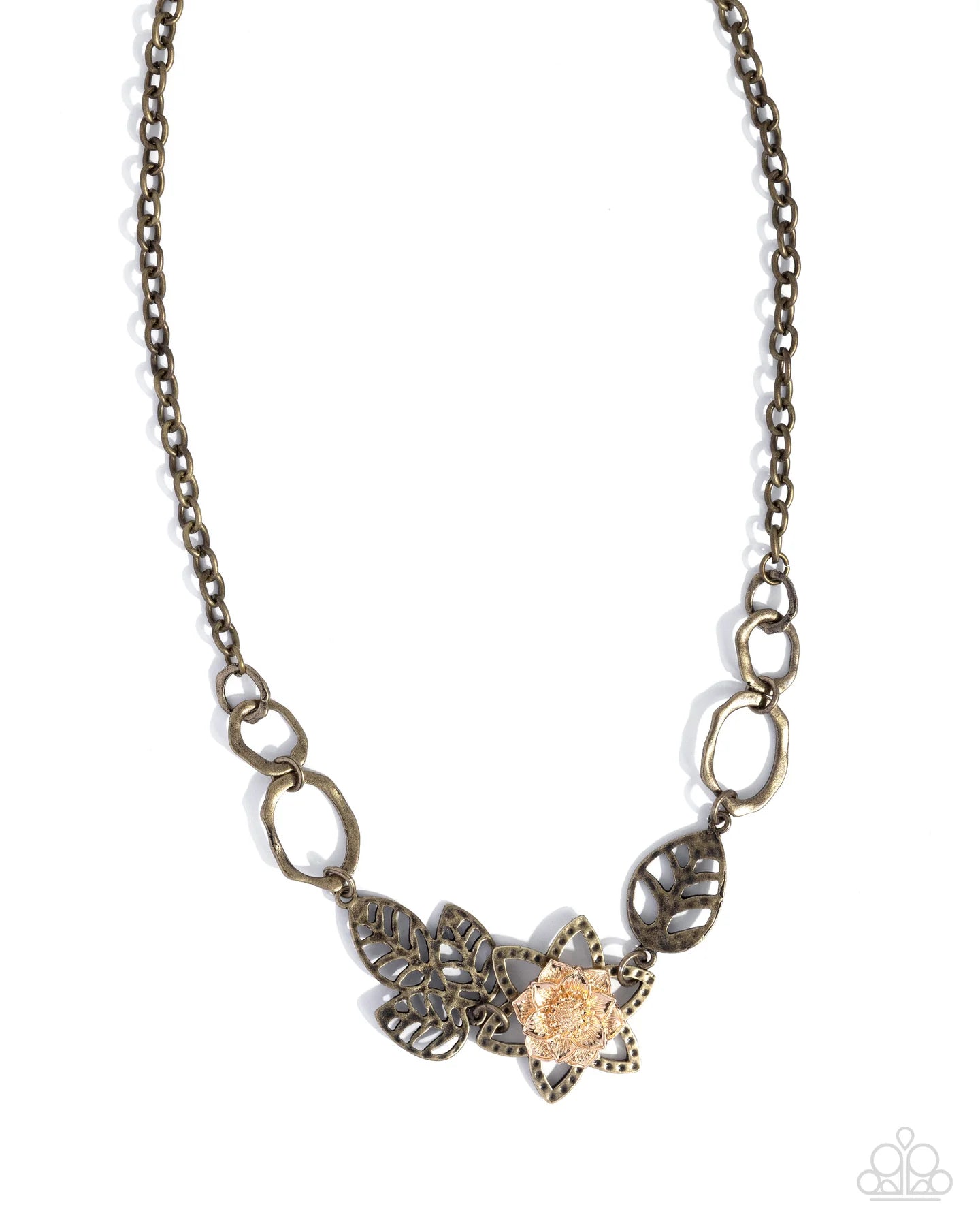 Paparazzi Malibu Meditation - Brass & Gold Flower Necklace N3489