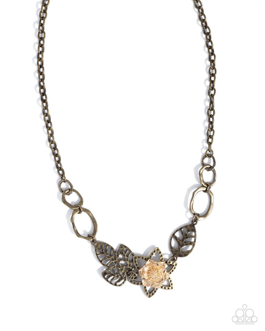 Paparazzi Malibu Meditation - Brass & Gold Flower Necklace N3489