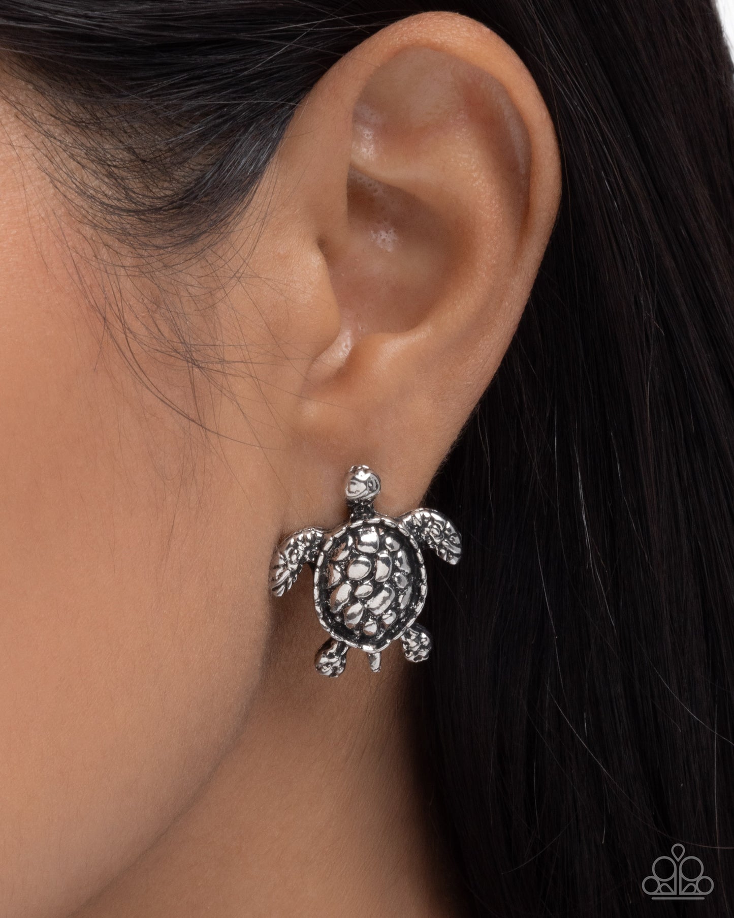Paparazzi Turtle Taste - Silver Turtle Post Earring E3417