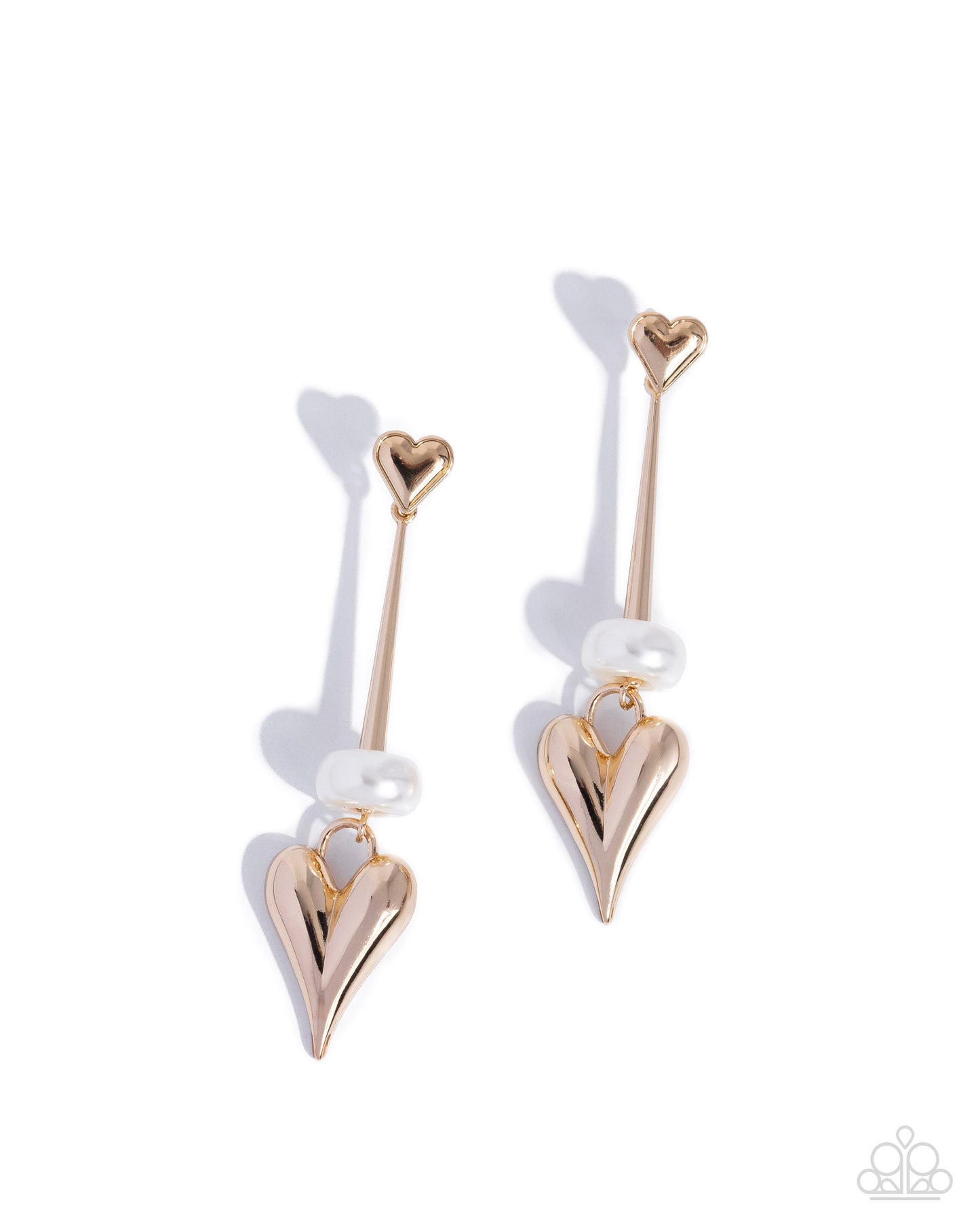 Paparazzi I Feel Loved - Gold Heart Elongated Post Earring E3287