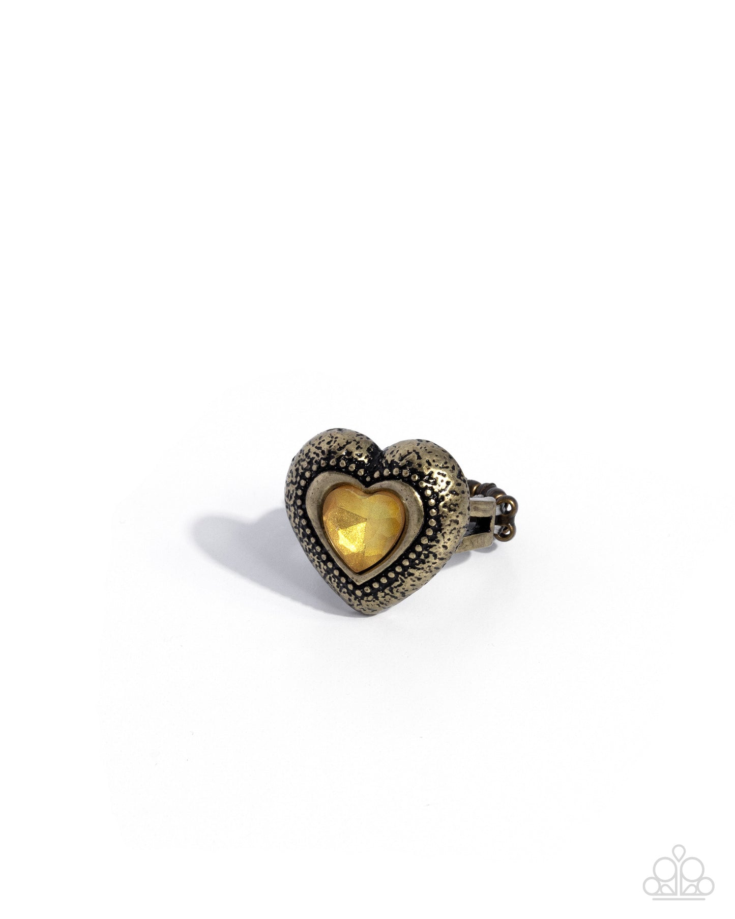 Paparazzi Heartfelt History - Brass & Topaz Gem Heart Ring R1250
