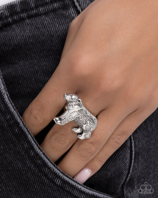 Paparazzi Adorably Arctic - Silver Polar Bear Ring