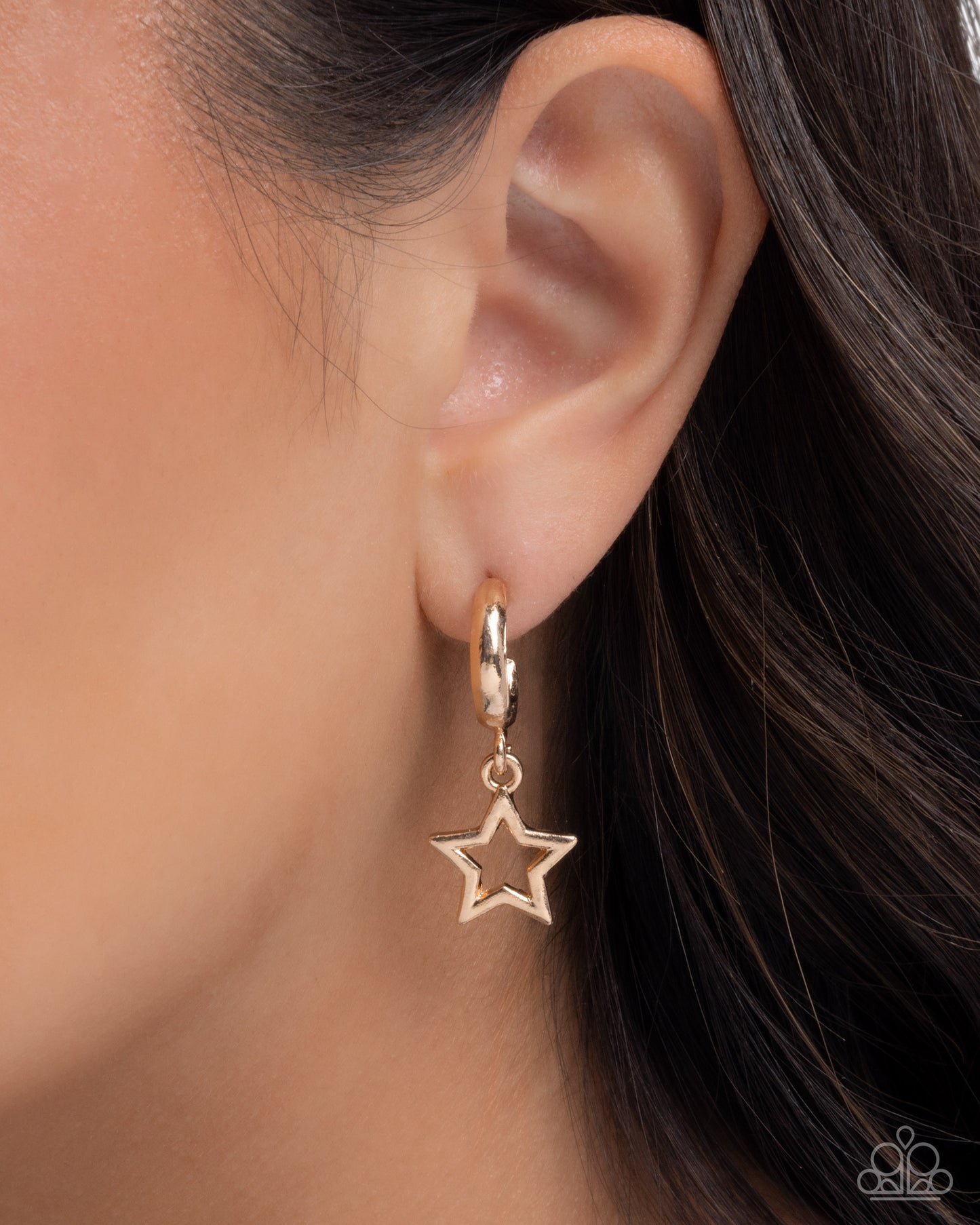 Paparazzi Stellar Start - Gold Star 1/2 Inch Hoop Earring E3408