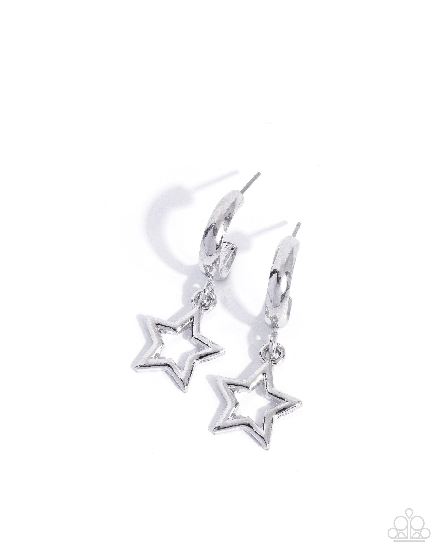 Paparazzi Stellar Start - Silver Star 1/2 Inch Hoop Earring E3388