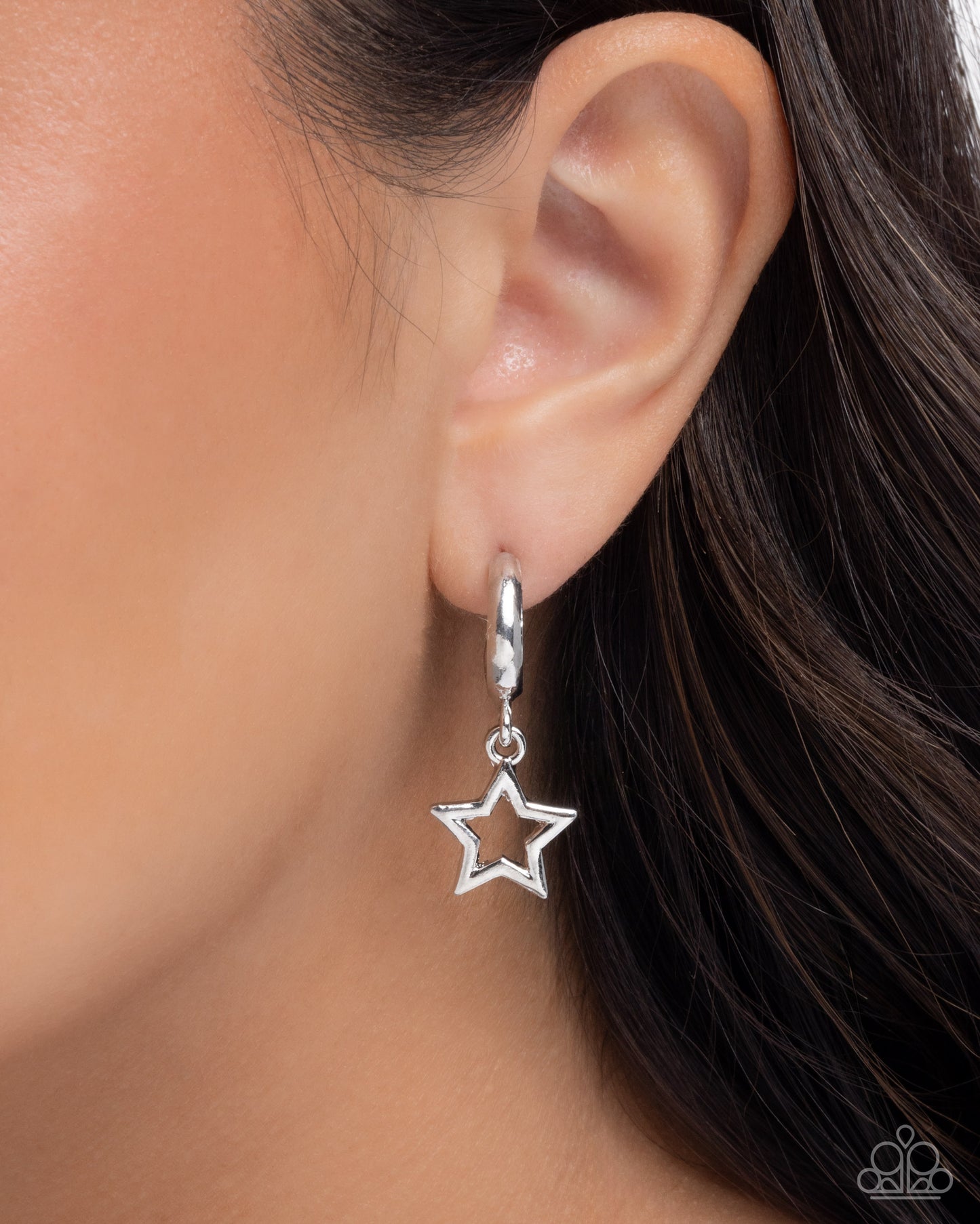Paparazzi Stellar Start - Silver Star 1/2 Inch Hoop Earring E3388