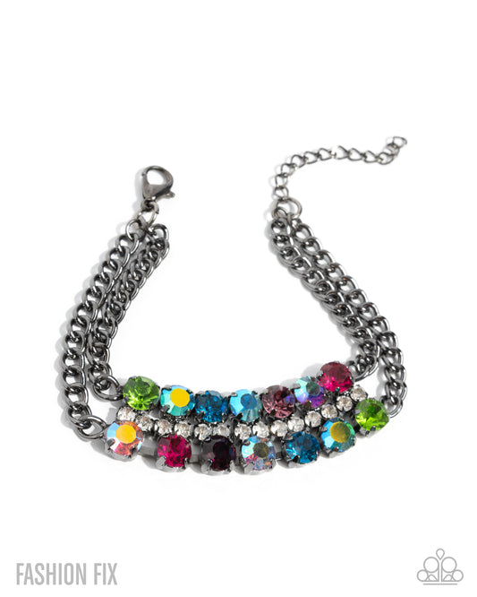 Loud Legacy - Multicolored & Iridescent Gem Gunmetal Necklace Magnificent Musings September 2025 Fashion Fix Paparazzi B2397
