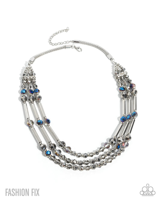 Electric Envy - Multicolored UV Shimmer Silver Layered Necklace Magnificent Musings Fashion Fix October 2025 Paparazzi