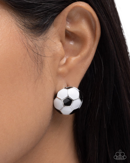 Soccer Symmetry - Black & White Soccer Ball Sport Style Post Earring Paparazzi