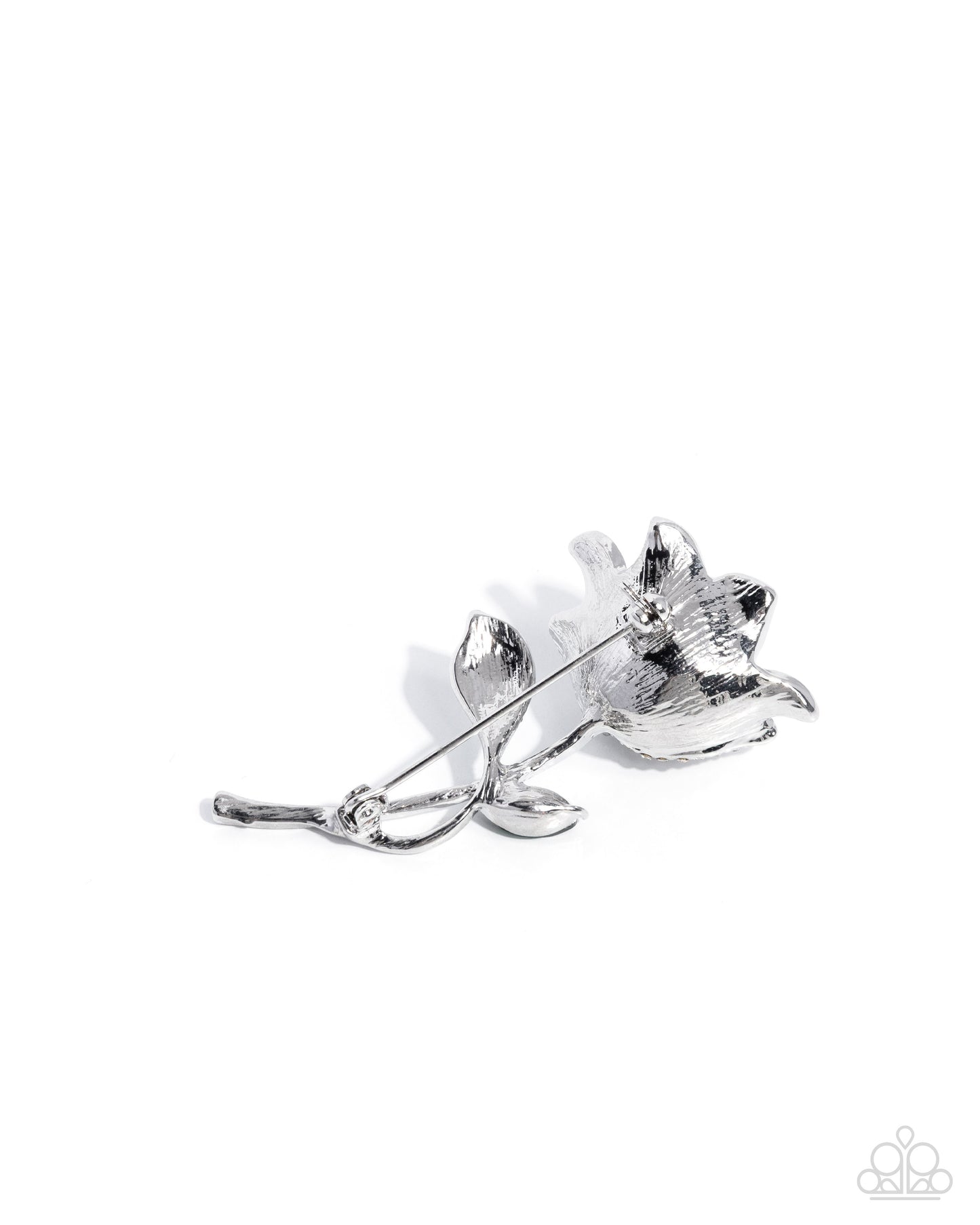 Paparazzi Blooming Busybody - Red - Deep Red Painted, Silver & White Rhinestone Flower Lapel Pin Brooch BR027