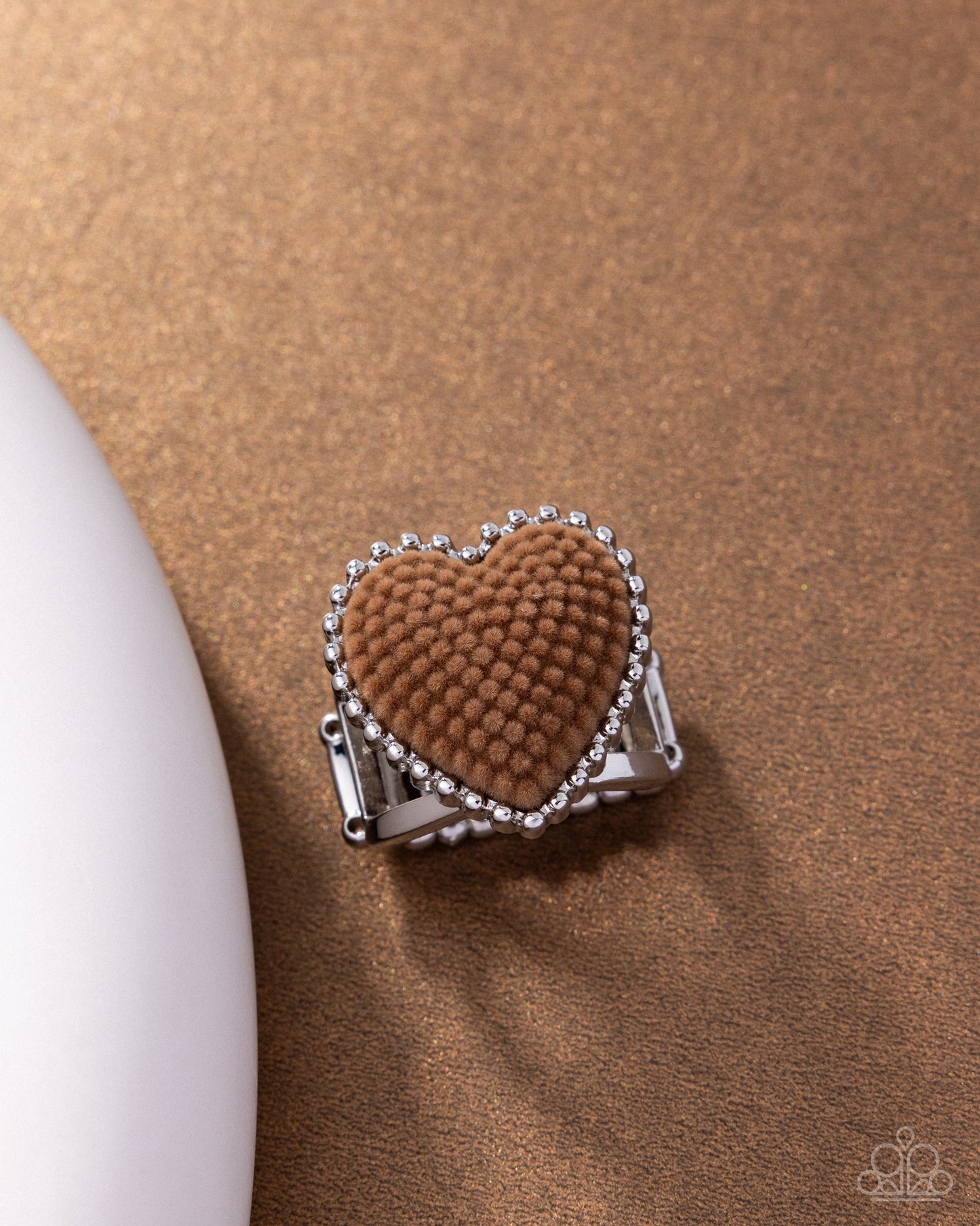 Paparazzi Lighthearted Layers - Brown - Light Brown Velvet Heart Ring R1280