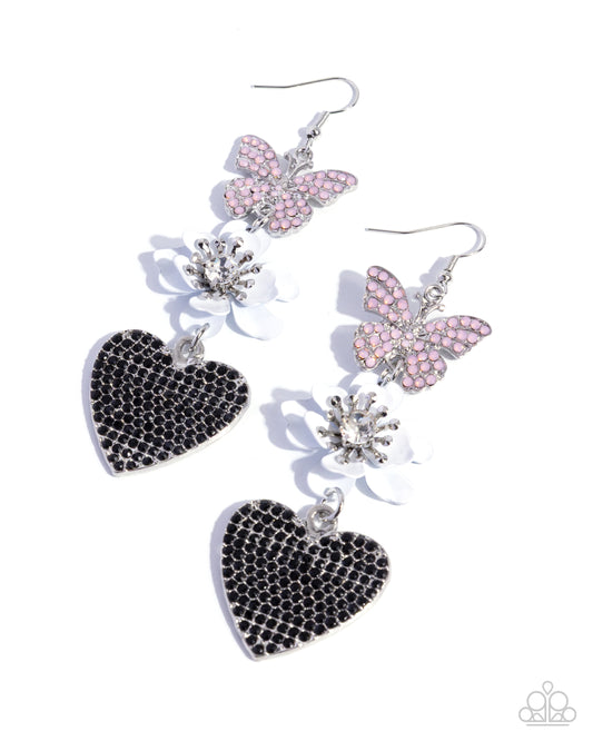Paparazzi Lighthearted Luminescent - Multicolored Light Pink, Silver White Butterfly Earring