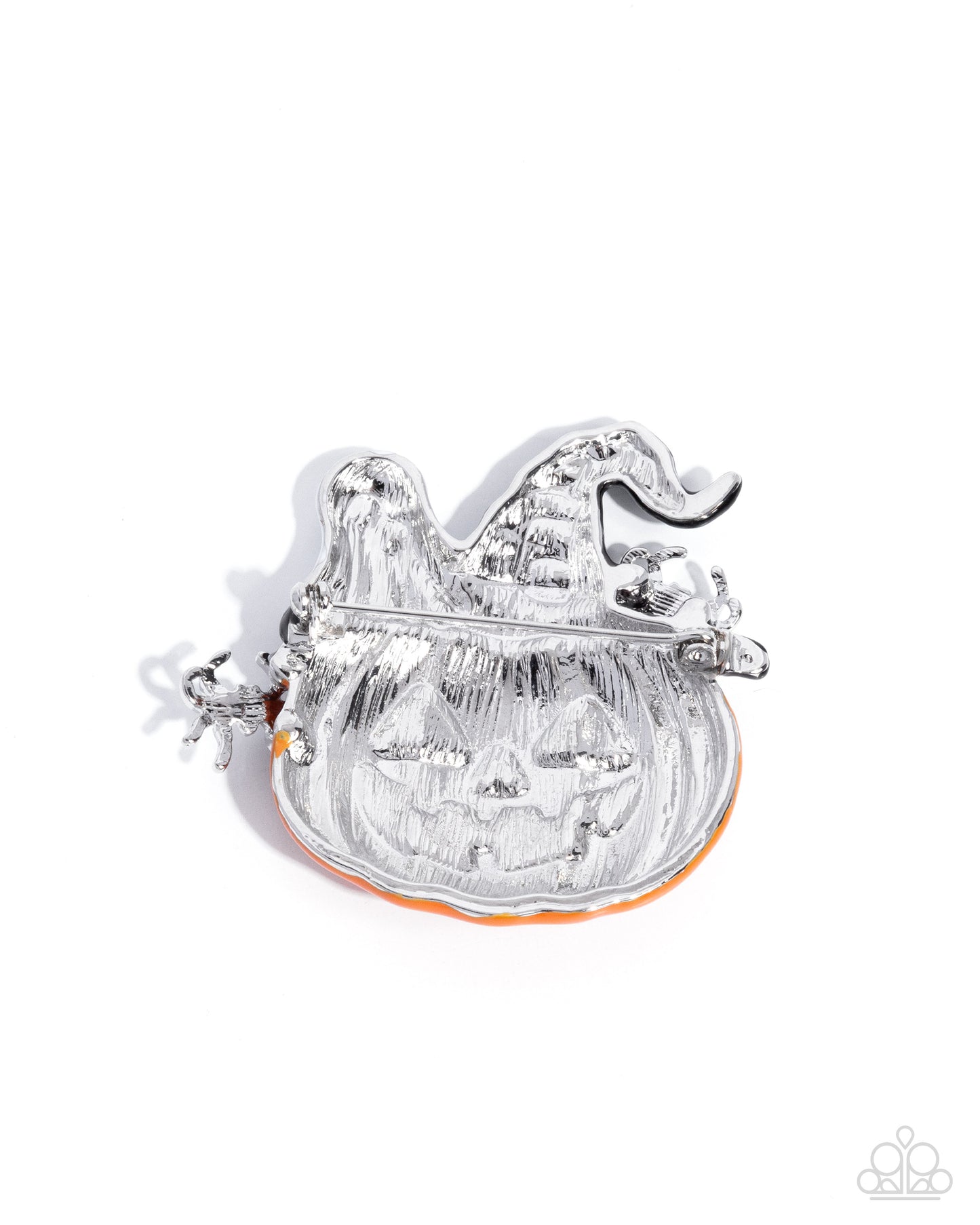 Historic Halloween - Orange Jack-O'-Lantern, Ghost, Spider Halloween Lapel Pin Brooch Paparazzi