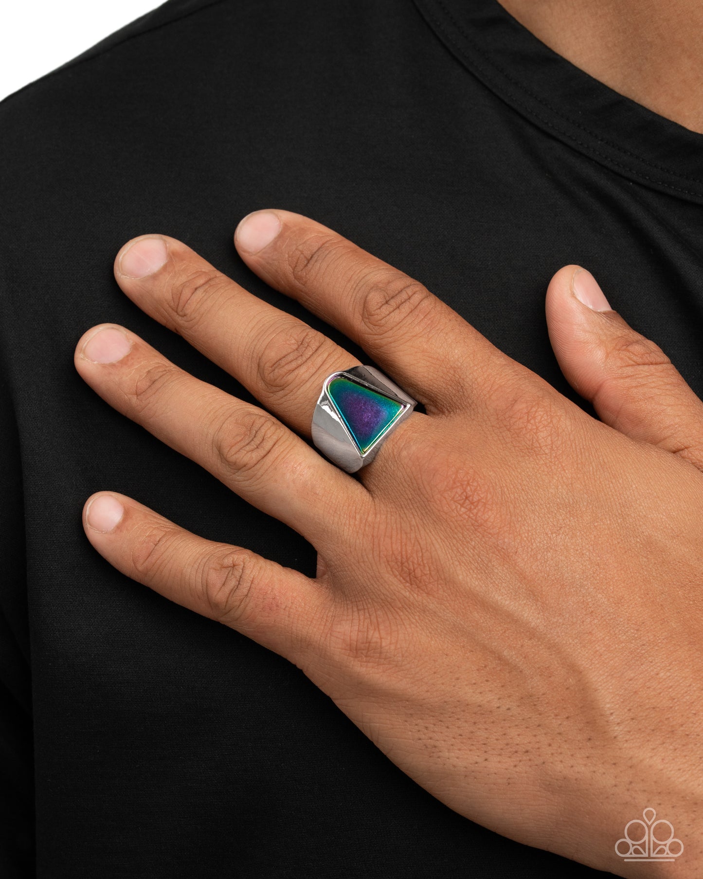 Paparazzi Oil Spill Opulence - Multicolored Oil Spill Urban Silver Ring R1293