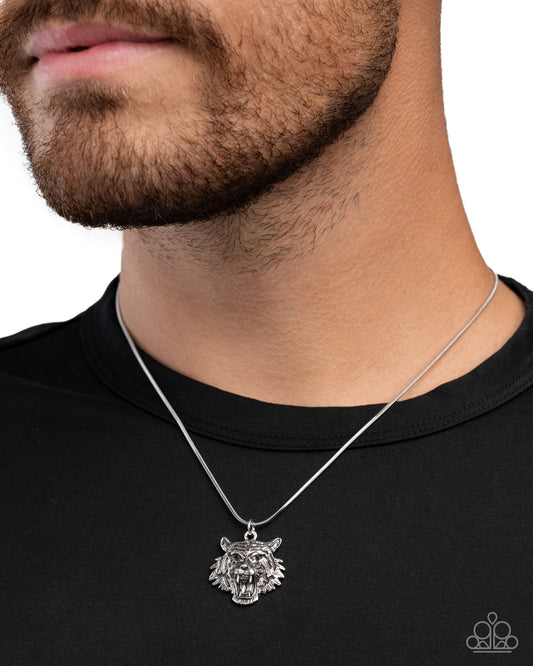 Paparazzi Timeless Tiger - Silver Tiger Urban Pendant Necklace N4065