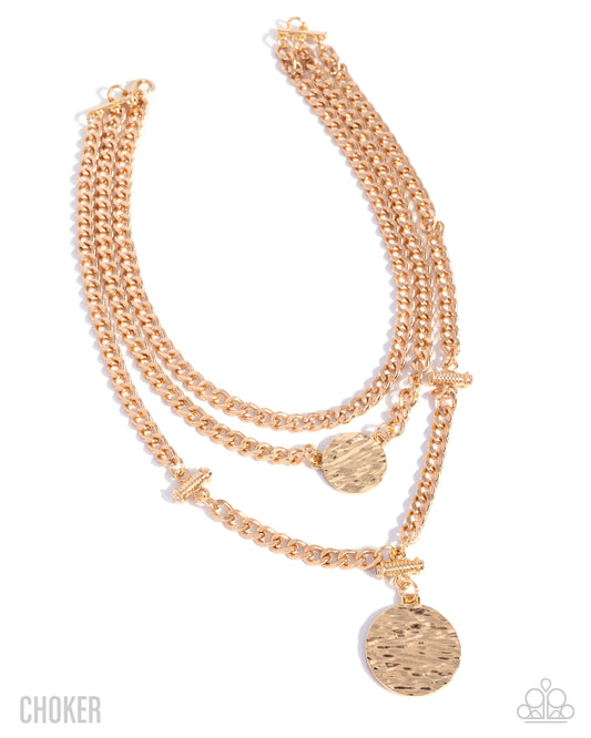 Paparazzi Generously Grungy - Gold Layered Chain Necklace N3804