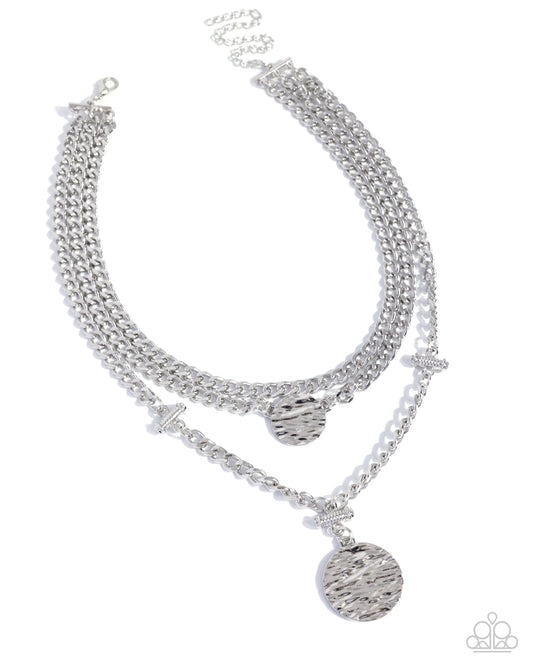 Paparazzi Generously Grungy - Silver Choker Layered Necklace