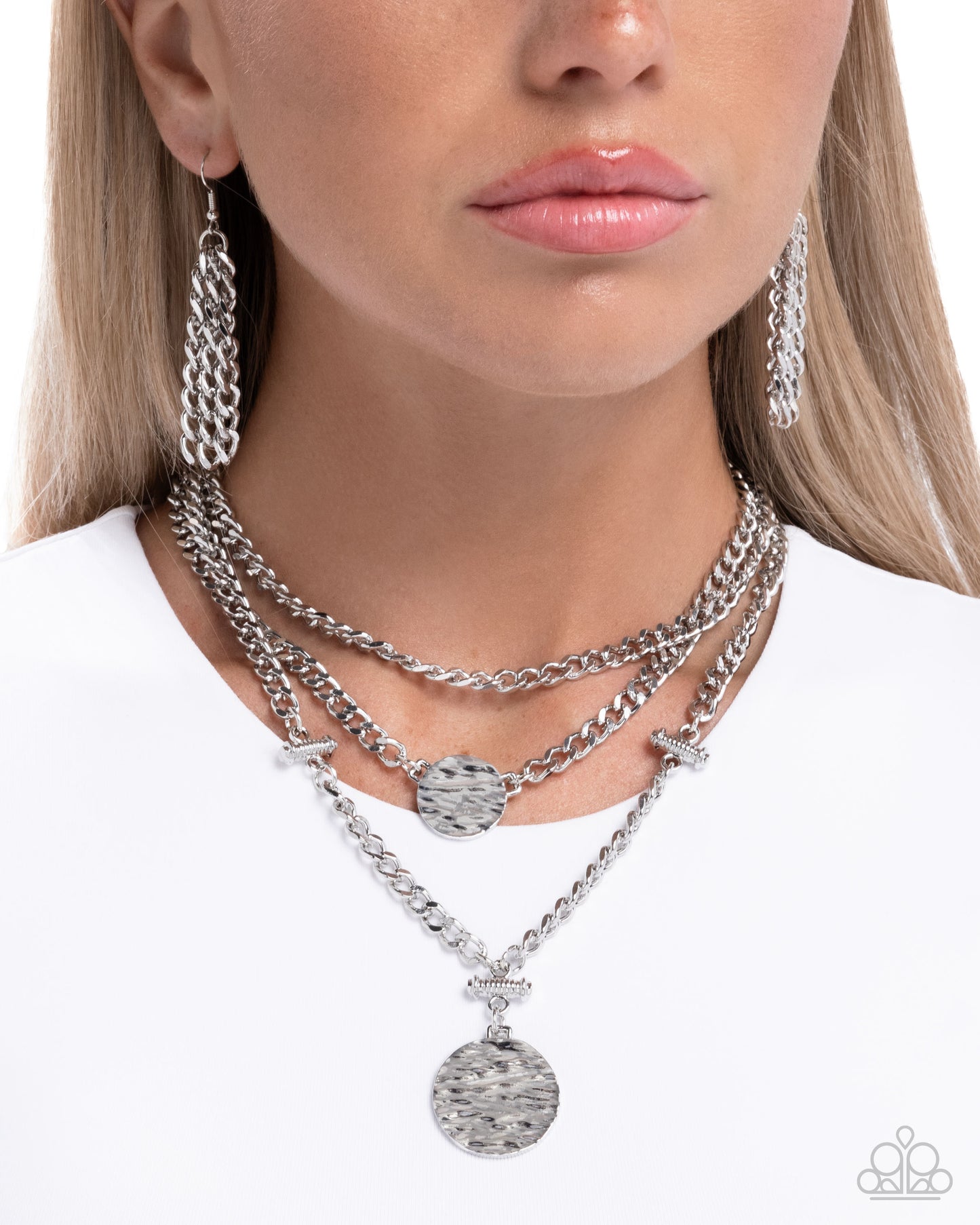 Paparazzi Generously Grungy - Silver Choker Layered Necklace N3819