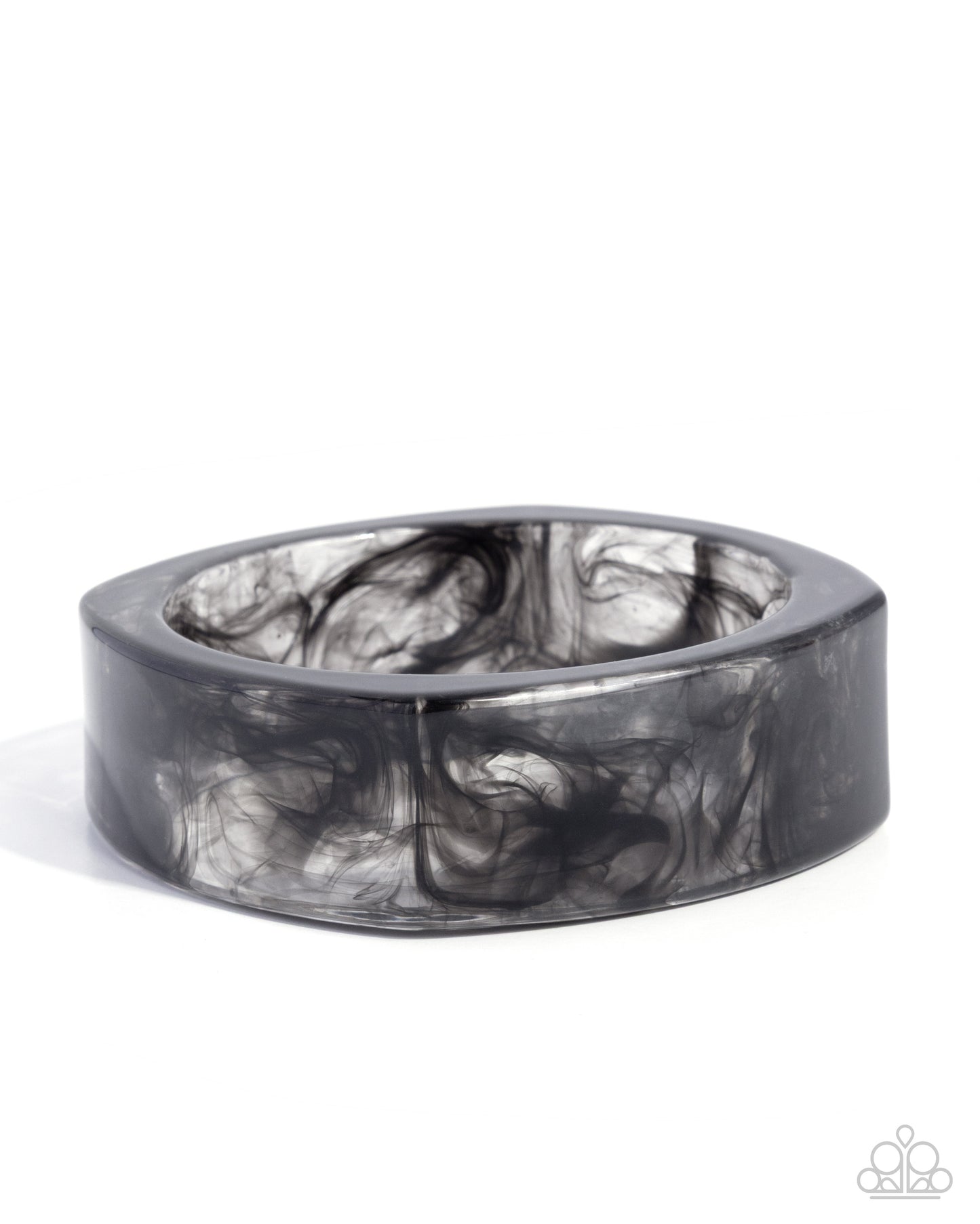 Paparazzi Reflective Runway - Black Swirled Acrylic Bangle Bracelet B2544