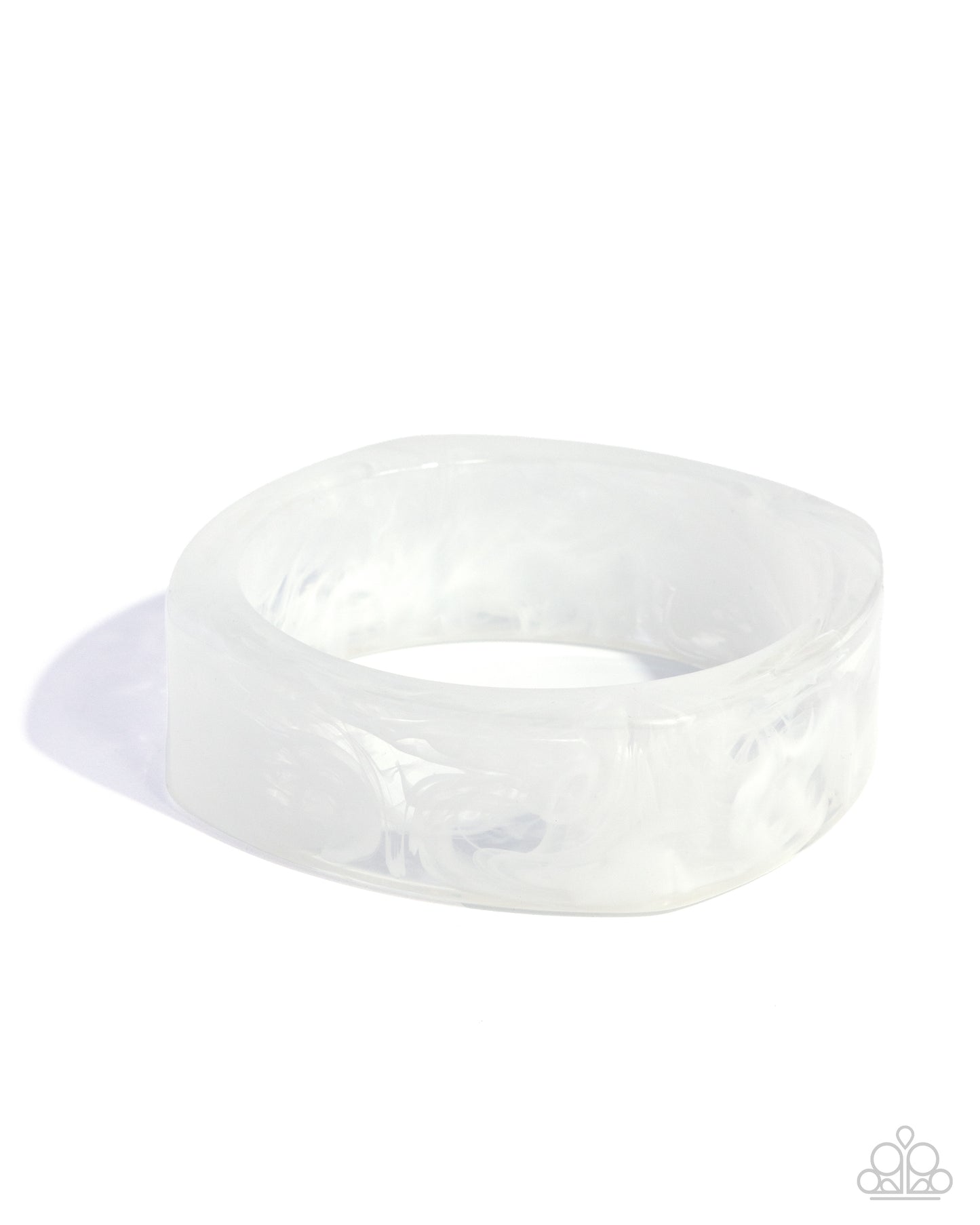 Paparazzi Reflective Runway - White Swirled Acrylic Bangle Bracelet B2608