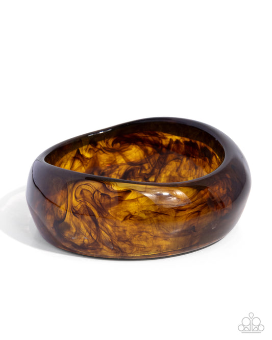 Eye-Catching Evening - Brown Swirled Acrylic Bangle Style Bracelet Paparazzi B2452