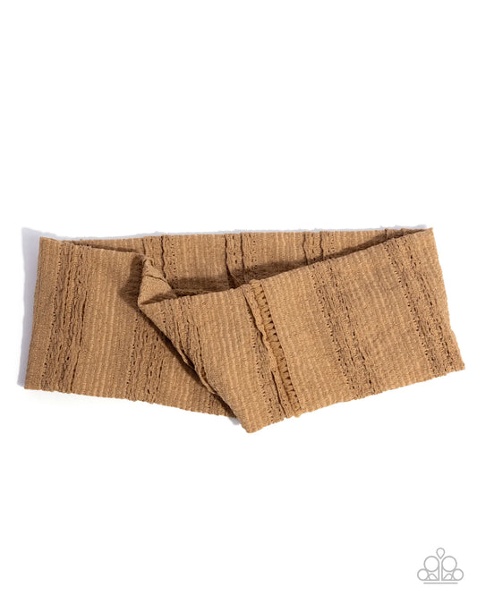 Paparazzi Soft Statement - Brown Fabric Stretch Headband Hair Accessory H0270