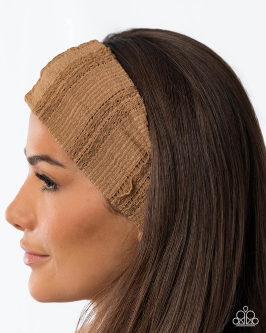 Paparazzi Soft Statement - Brown Fabric Stretch Headband Hair Accessory H0270