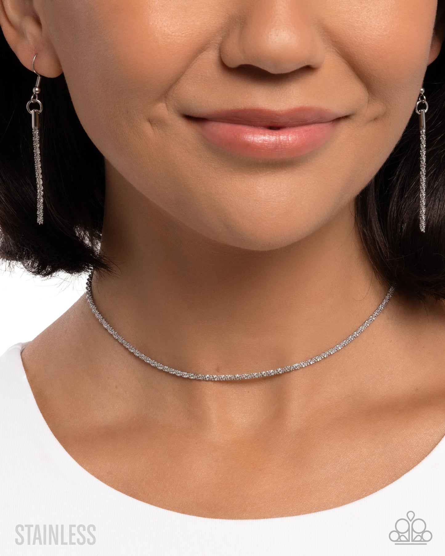 Paparazzi Authoritative Academy - Silver Stainless Steel Choker Necklace N2944