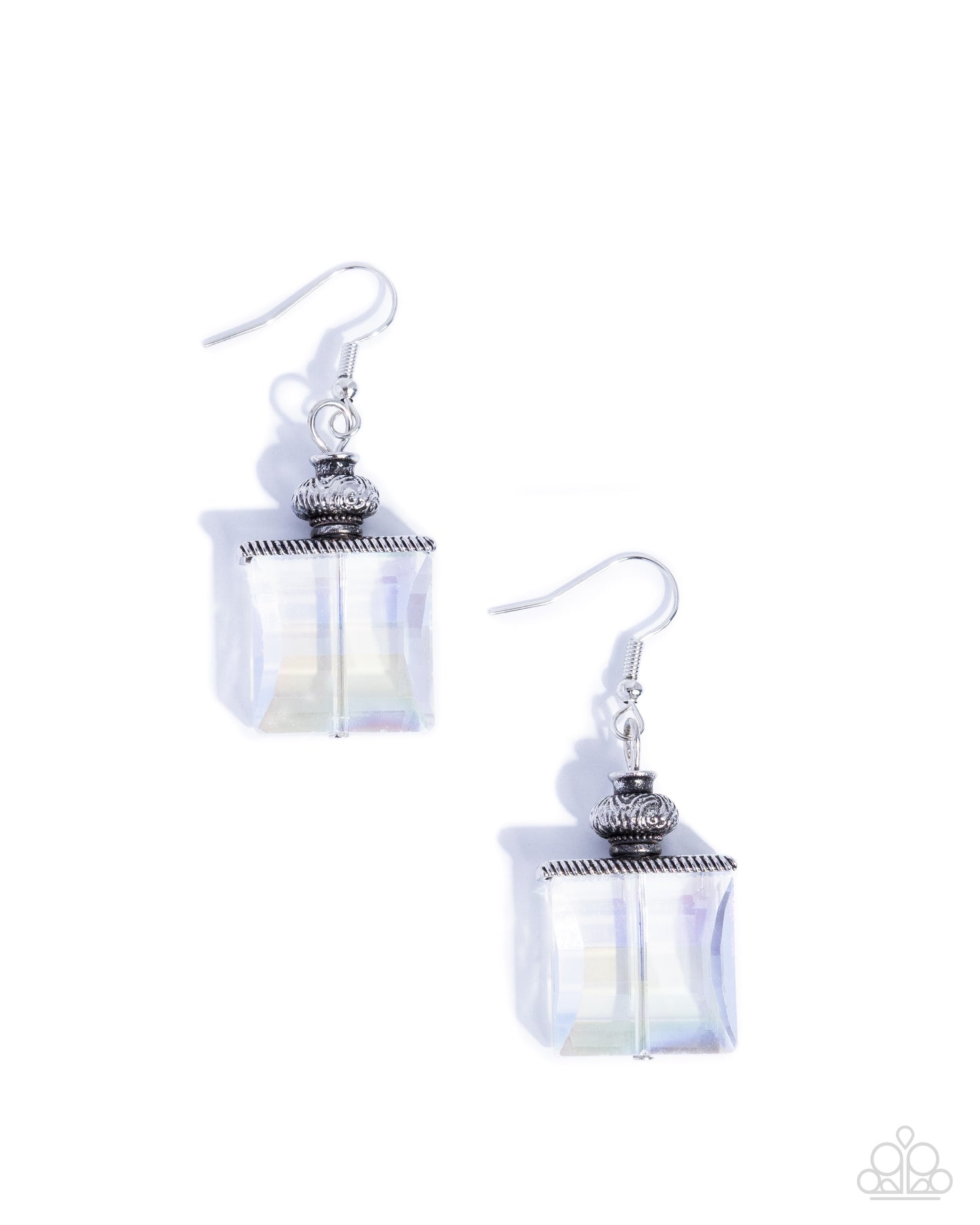 Paparazzi Polished Perfume - White Acrylic Square French Perfume Bottle Earring