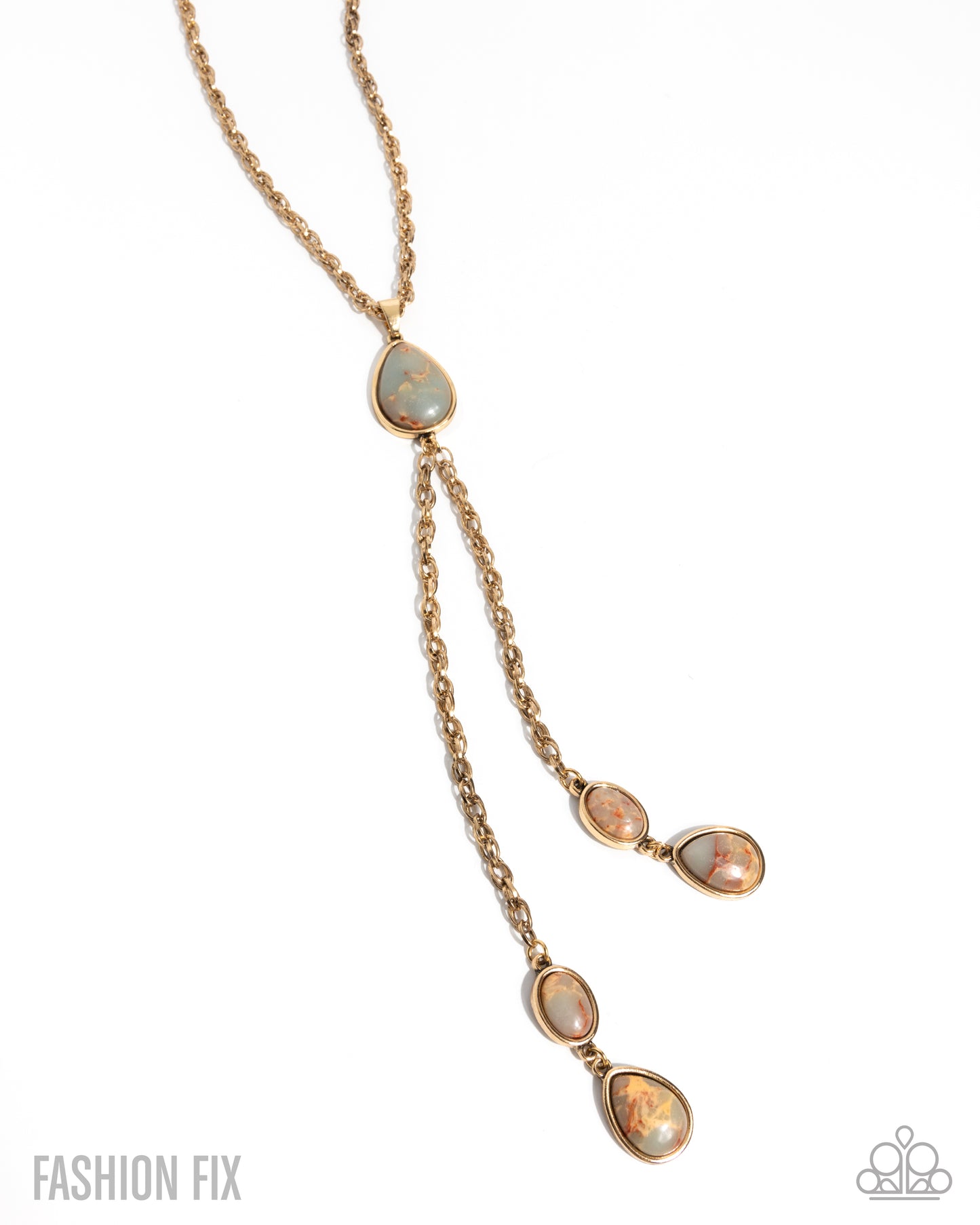 Paparazzi Naturally Sophisticated - Multicolored Swirled Teardrop Stone Antiqued Gold Necklace Simply Santa Fe Fashion Fix February 2026