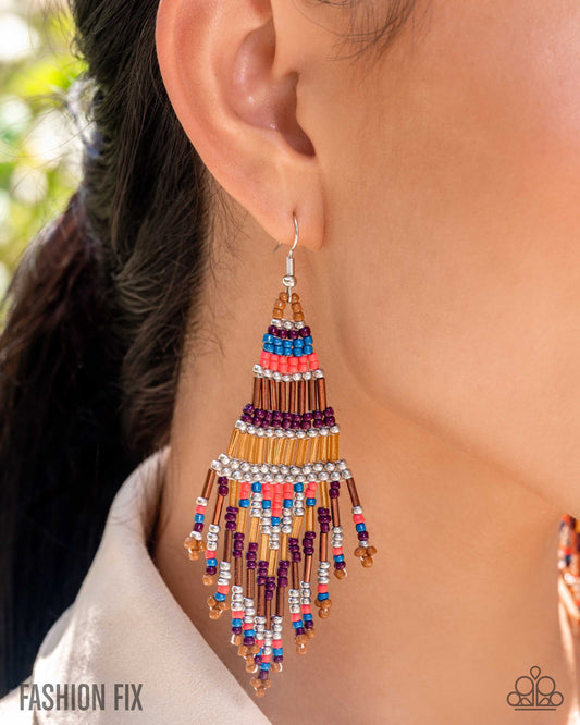 Take Hold of My Dreams - Multicolored Copper, Silver, Peach, Pink Brown Seed Bead Earring Sunset Sightings Fashion Fix October 2025 Paparazzi