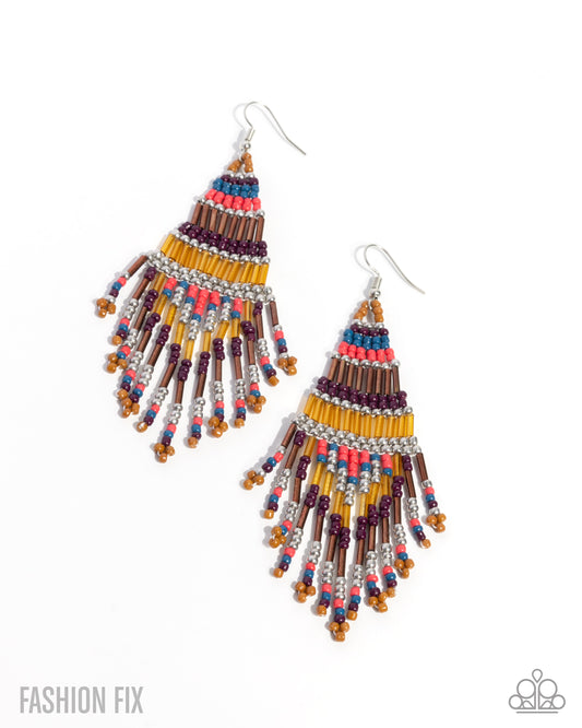 Take Hold of My Dreams - Multicolored Copper, Silver, Peach, Pink Brown Seed Bead Earring Sunset Sightings Fashion Fix October 2025 Paparazzi